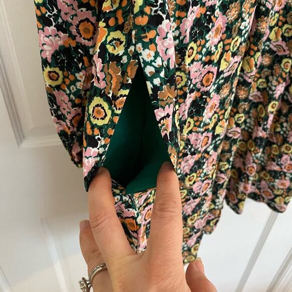 BODEN Multicolor Floral Long Sleeve V-Neck Mini Boho Dress Anthropologie 12P - Picture 7 of 8